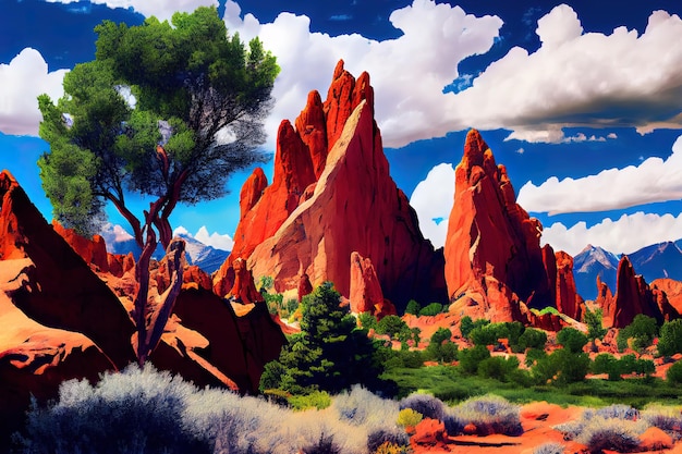 Sunrise at the Garden of the Gods Generative Ai