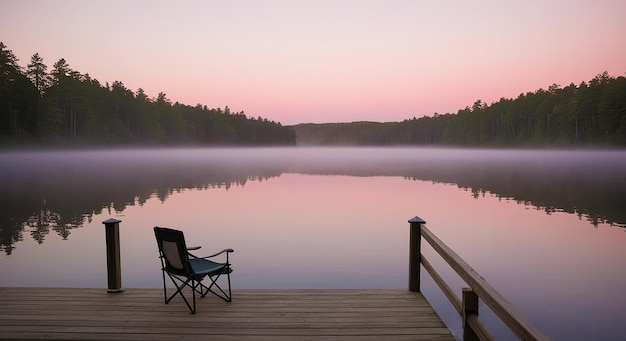 Photo sunrise on the lake