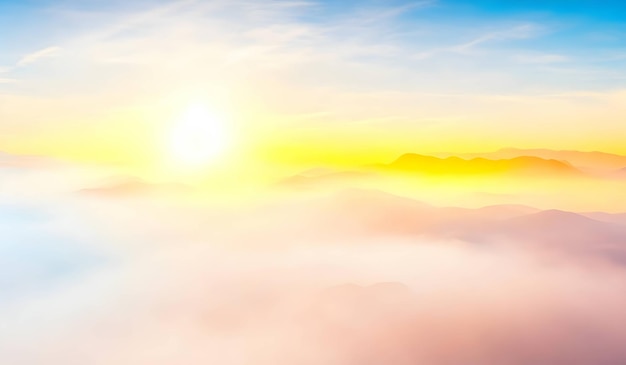 Sunrise over the misty mountains Beautiful nature landscape background