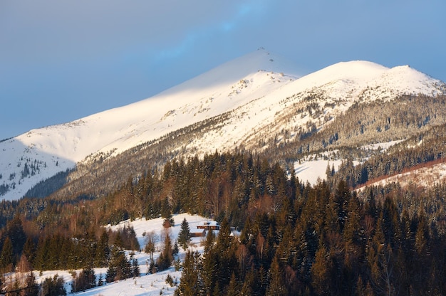 Sunrise morning winter mountain ridge