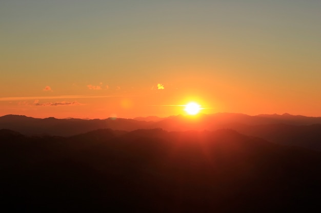 Sunrise over mountain peaks