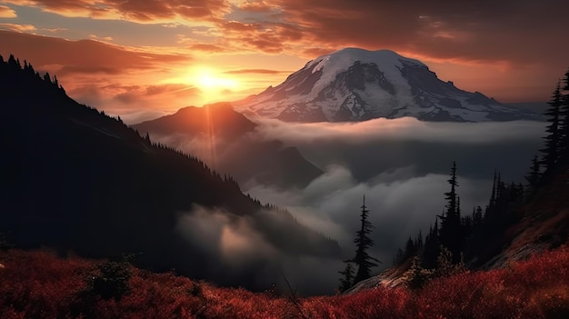 Sunrise over the mountains wallpaper