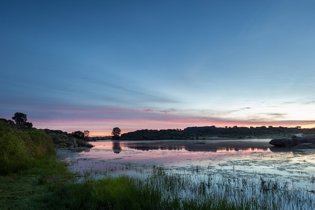 Sunrise in the Natural Area of Barruecos.