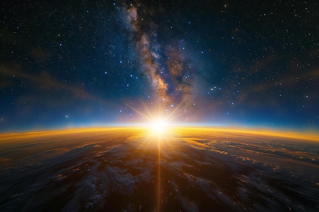 Sunrise over the planet Elements of this image furnished by NASA