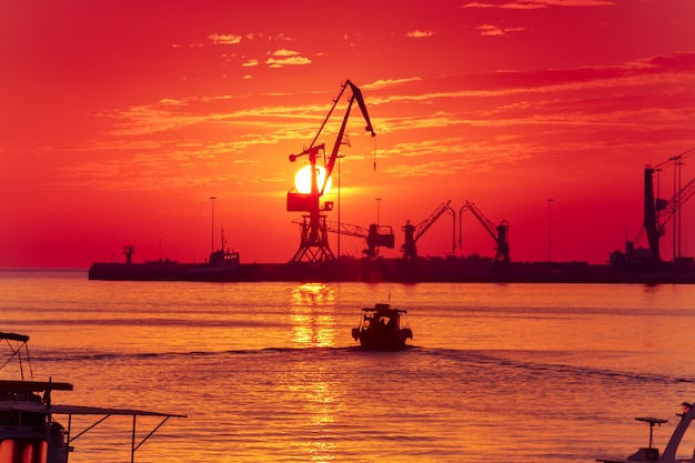 Sunrise at the port of Heraklion, Crete, Greece