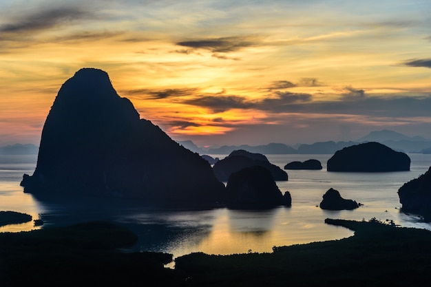 Sunrise at Samed Nangshe in Phang Nga province at Thailand