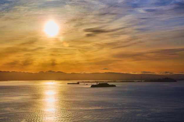 Sunrise on San Francisco Bay over Alcatraz