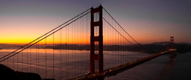 Sunrise Over San Francisco City Skyline from Golden Gate Bridge Panorama