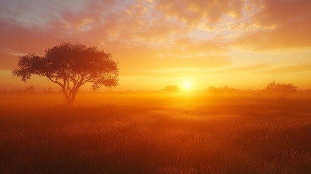 Photo sunrise over the savannah