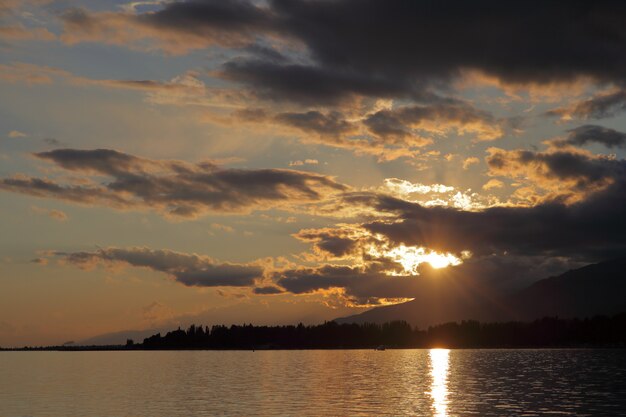 Sunrise over the sea and beautiful cloudscape