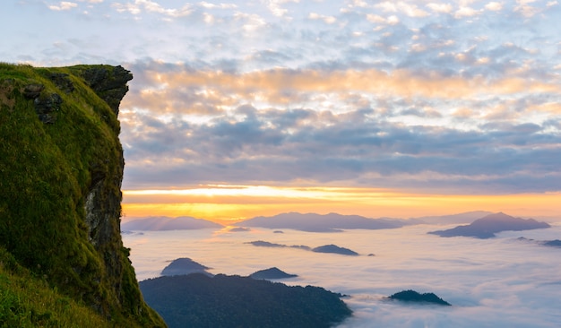 Sunrise and sea of mist at  phucheefa forest park