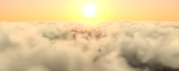 Sunrise sun over thick clouds Panorama wallpaper