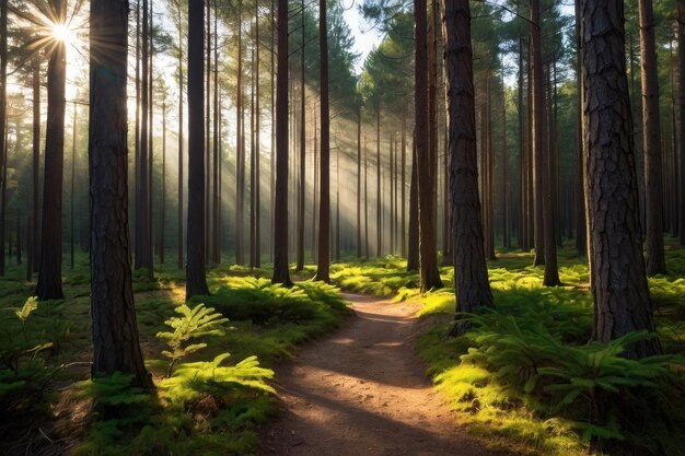 Sunrise Through the Forest