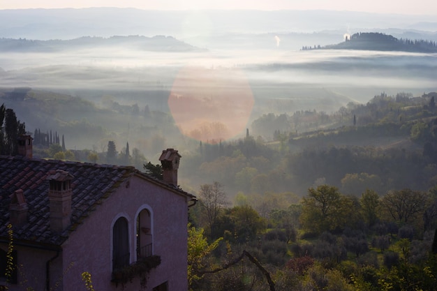 Sunrise over tuscanian hills