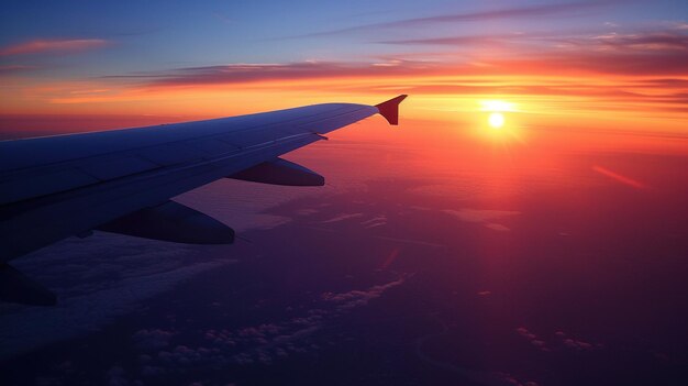 A Sunrise View from a Plance Focusing on the Golden Hour