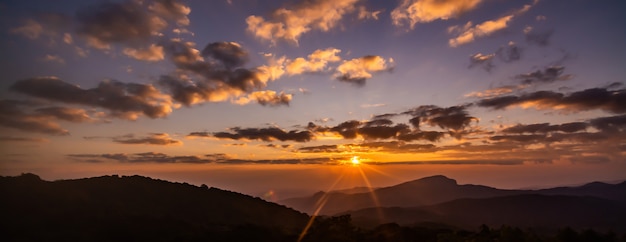 Sunrise in view point of Doi Inthanon National park, at Chiang Mai Province, Northern of Thailand.