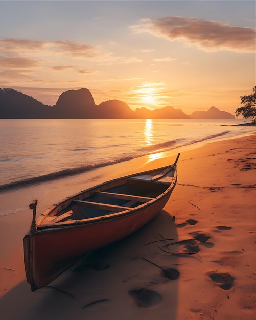 Sunrise with Canoes in Southern Thailand