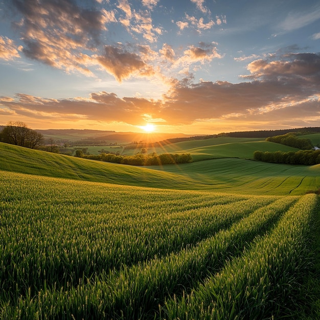 sunrise with green vegetation