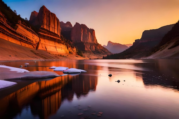 A sunrise with a reflection in the water