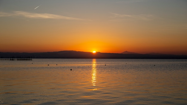 Sunset in Albufera of Valencia.