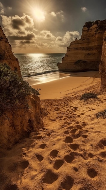 Sunset on the algarve beach wallpaper