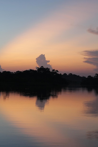 A sunset over the amazon river