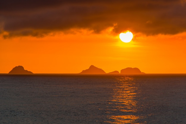 Sunset at arpoador beach in Rio de Janeiro