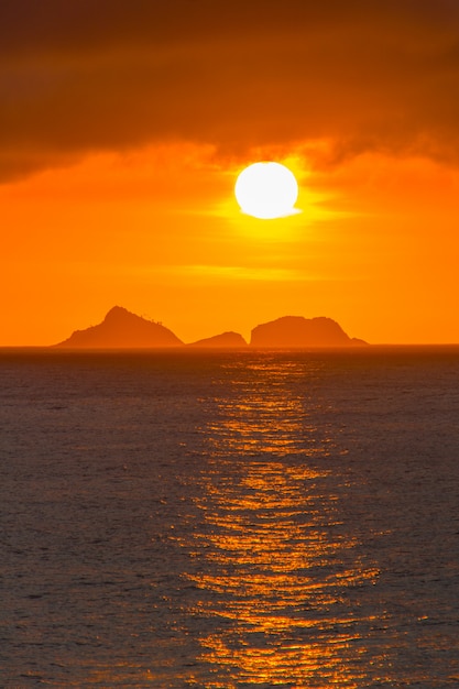 Sunset at arpoador beach in Rio de Janeiro