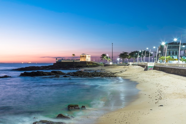 Sunset at Barra beach in Salvador Bahia Brazil.