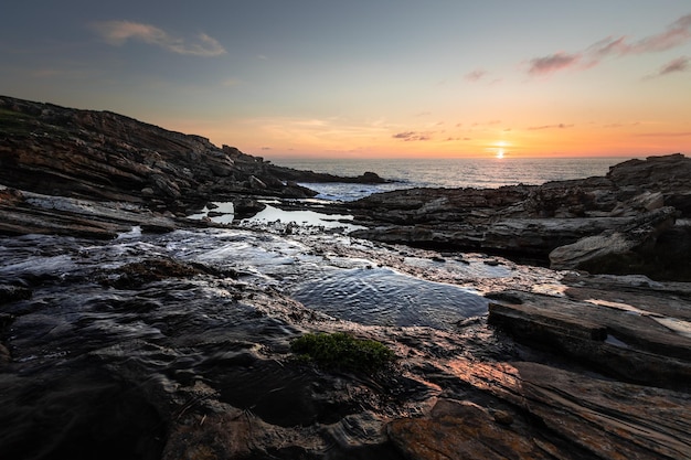 Sunset in the basque coast under Jaizkibel mountain in Hondarribia Basque Country