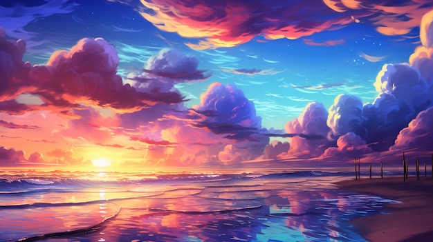 SUNSET BEACH BEAUTIFUL FANTASY COLORFUL