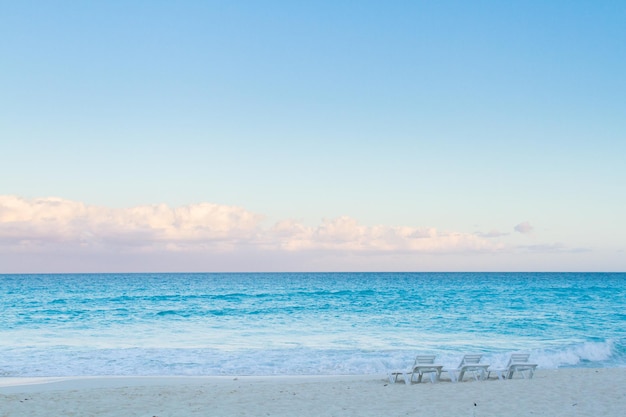 Sunset over the beach on Caribbean Sea.