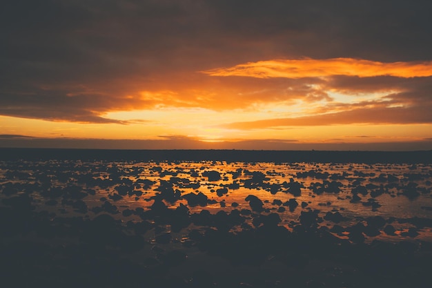 Sunset on beach in Iceland