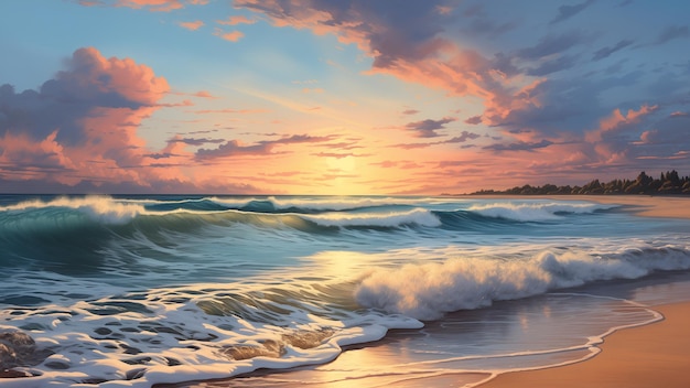 Sunset at the beach landscape