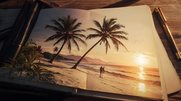 Sunset Beach Memory in an Open Book