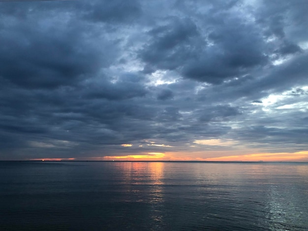 Sunset on beach sky view background