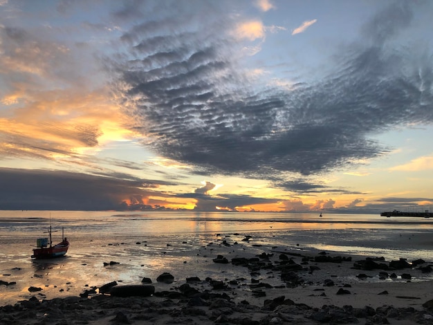 Sunset over the beach view