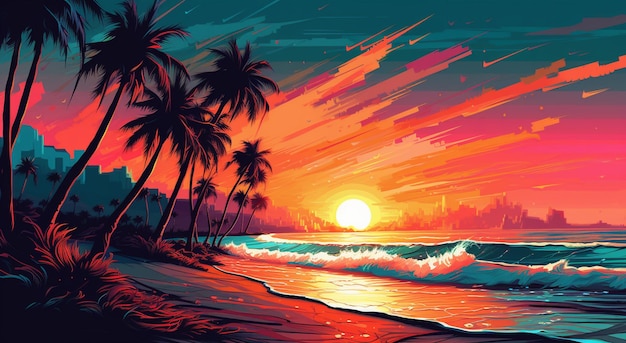 Sunset on the beach wallpapers