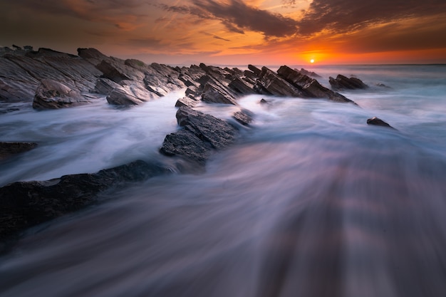 Sunset at Bidart's beach next to Biarritz, Basque Country.