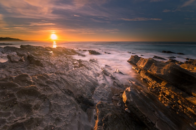 Sunset at Bidart's beach next to Biarritz, Basque Country. 