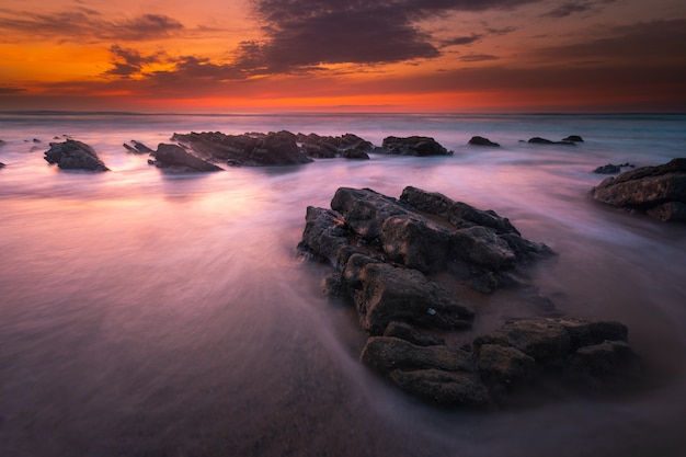 Sunset at Bidart's beach next to Biarritz, Basque Country.