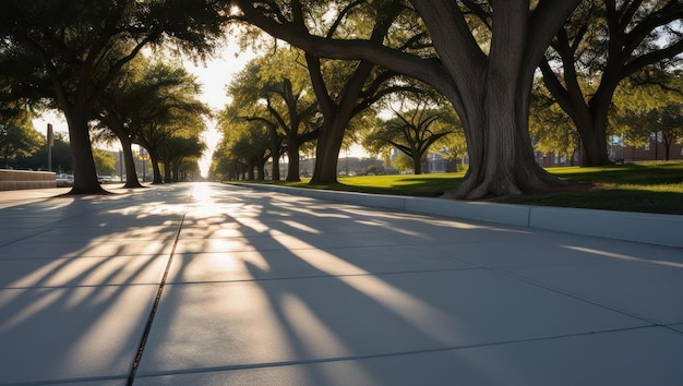 Photo sunset boulevard with tree shadows