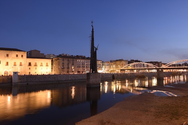 Sunset of Bridge of Estado Tortosa Tarragona province Catalonia Spain