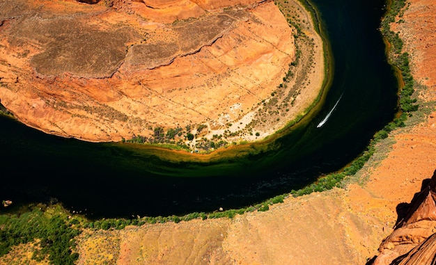 Sunset in canyon horseshoe bend by grand canyon at sunset travel adventure outdoor concept