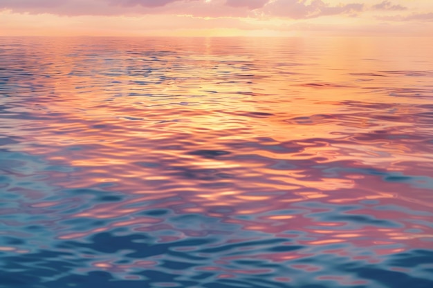 Photo a sunset casting warm hues over the ocean creating a beautiful reflection on the calm waters a peaceful sunset over the calm waters reflecting various shades of orange and pink