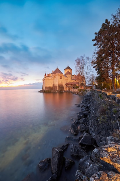 Sunset at Chillon Castle Switzerland