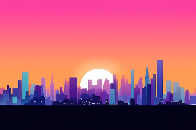 Sunset City Minimalist Background