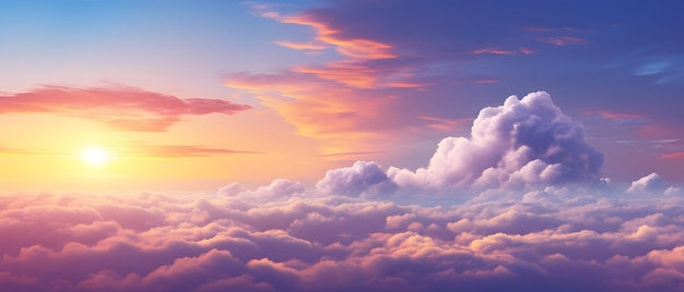 sunset in the clouds blue orange purple sunset background