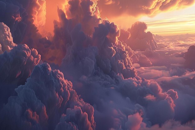 a sunset over the clouds with the sun setting behind them