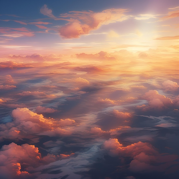 Sunset Cloudscape View from Airplane Window